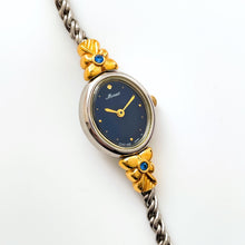 Load image into Gallery viewer, Vintage 1990s Two-Tone Ladies&#39; Casio Menuet Quartz Watch With Intricate Bracelet and Blue Stones
