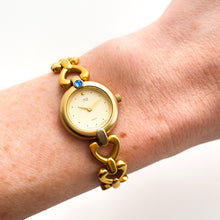 Load image into Gallery viewer, Vintage Gold-Plated Ladies&#39; Vega (by Citizen) Fill Quartz Watch With Round Dial and Blue Stone
