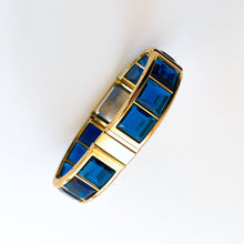 Load image into Gallery viewer, Very Rare Vintage 1980s Gold-Plated Ladies&#39; Hattori Seiko Lassale Quartz Watch With Faceted Blue Glass Bracelet
