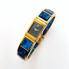 Load image into Gallery viewer, Very Rare Vintage 1980s Gold-Plated Ladies&#39; Hattori Seiko Lassale Quartz Watch With Faceted Blue Glass Bracelet
