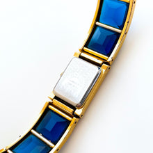 Load image into Gallery viewer, Very Rare Vintage 1980s Gold-Plated Ladies&#39; Hattori Seiko Lassale Quartz Watch With Faceted Blue Glass Bracelet
