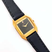 Load image into Gallery viewer, Vintage Ladies&#39; 1990s Gold-Plated Seiko Lassale Quartz Watch with Black Dial and Leather Strap
