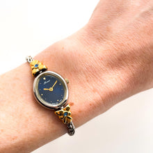 Load image into Gallery viewer, Vintage 1990s Two-Tone Ladies&#39; Casio Menuet Quartz Watch With Intricate Bracelet and Blue Stones

