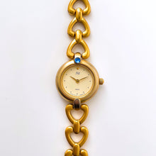 Load image into Gallery viewer, Vintage Gold-Plated Ladies&#39; Vega (by Citizen) Fill Quartz Watch With Round Dial and Blue Stone
