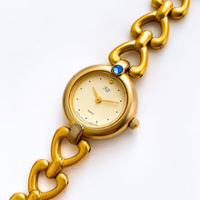 Load image into Gallery viewer, Vintage Gold-Plated Ladies&#39; Vega (by Citizen) Fill Quartz Watch With Round Dial and Blue Stone
