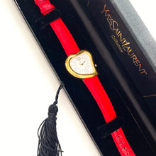 Load image into Gallery viewer, Rare Vintage Yves Saint Laurent Gold-Plated Ladies&#39; Quartz Watch with Heart Shaped Dial - Boxed

