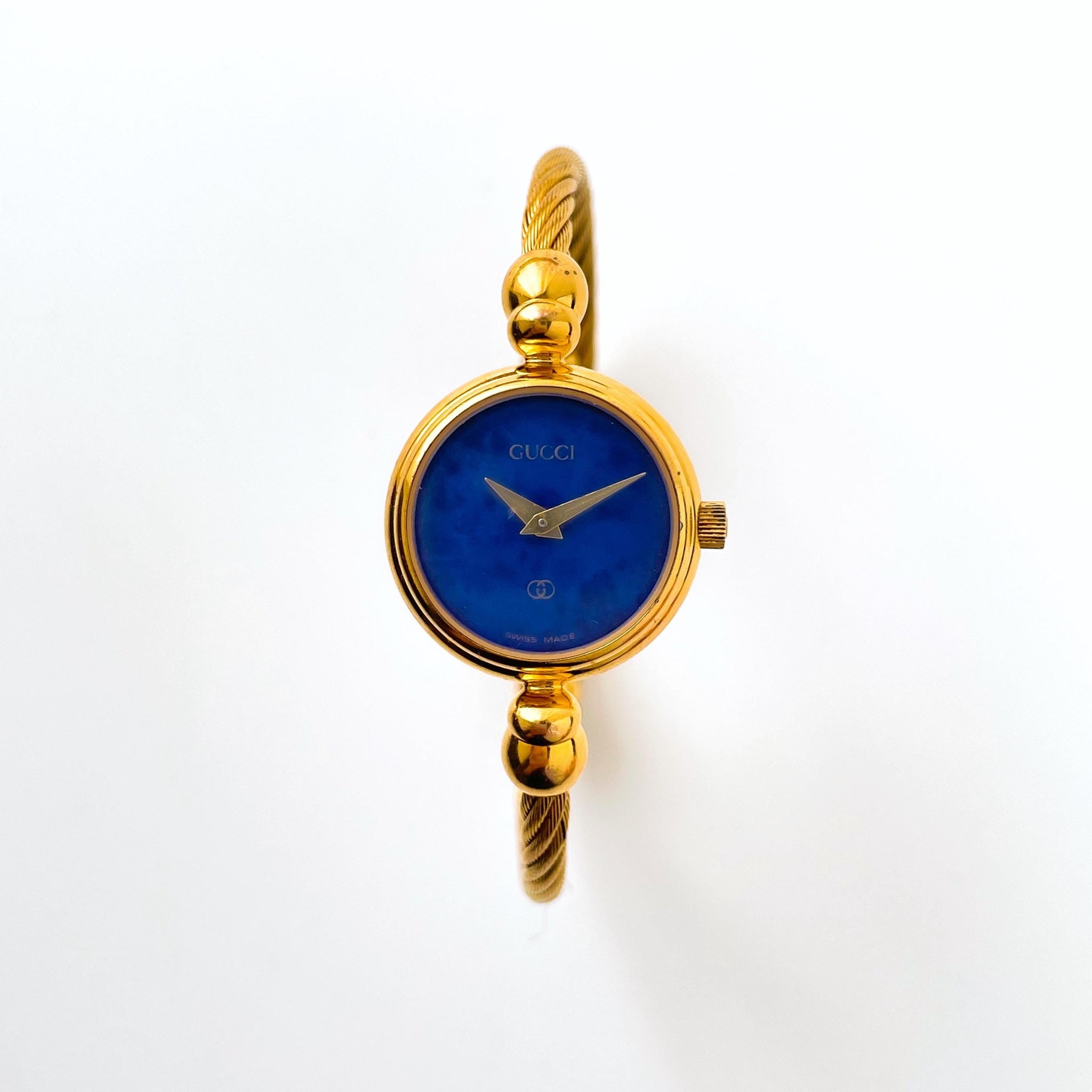 Gucci 2047L - Gold-Plated Ladies' Bangle Watch with Blue Dial