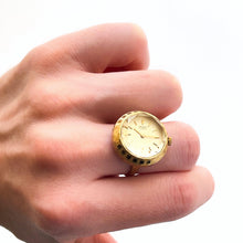 Load image into Gallery viewer, 1970s Ladies&#39; Gold-Plated Seiko Ring Watch with Quartz Movement and Faceted Glass
