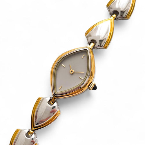 Thin Vintage 1990s Two-Tone Ladies' Pola Quartz Watch With Intricate Bracelet