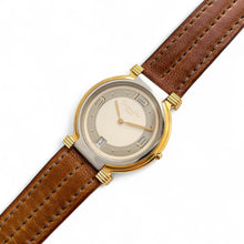 Load image into Gallery viewer, Vintage Christian Dior Gold-Plated Unisex Quartz Watch with Brown Leather Strap
