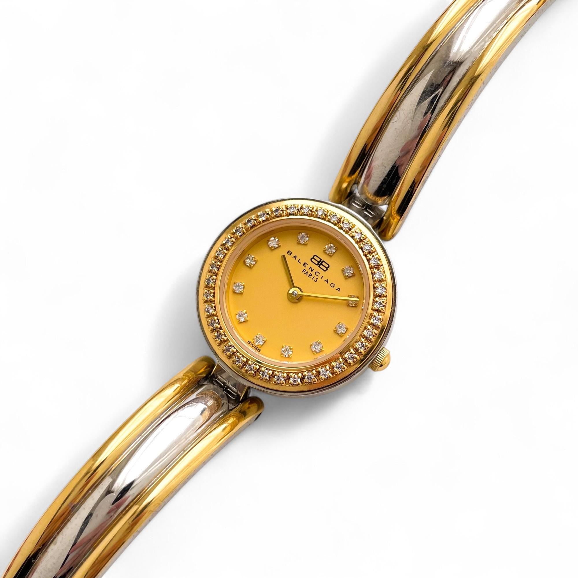 Balenciaga Ladies' Quartz Bangle Watch – Two-Tone with Diamond