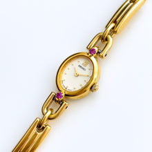 Load image into Gallery viewer, Very Rare 90s Gold-Plated Seiko Jewellery Quartz Watch with Tiny Dial, Thin Bracelet and 2 Rubies
