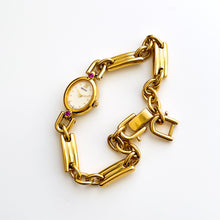 Load image into Gallery viewer, Very Rare 90s Gold-Plated Seiko Jewellery Quartz Watch with Tiny Dial, Thin Bracelet and 2 Rubies
