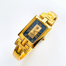 Load image into Gallery viewer, Vintage 1990s Gold-Plated Ladies&#39; Givenchy &#39;Millesime&#39; Bangle Quartz Watch with Black Rectangular Dial
