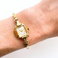 Load image into Gallery viewer, Vintage 1957 Ladies&#39; Gold-Plated Bulova Art Deco Mechanical Watch with Elasticated Bracelet - Boxed
