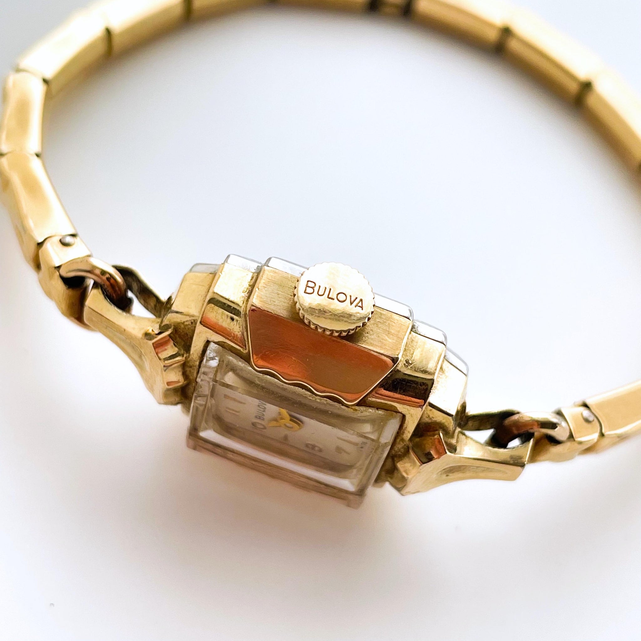 Vintage 1957 Bulova Art Deco Ladies Mechanical Wristwatch 6 BD Swiss 10k RGP 1957 Bulova 10K RGP Miss America Watch With Box. For Sale at  main image 4