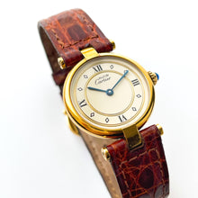 Load image into Gallery viewer, Ladies&#39; Vintage Cartier Must Vendome Vermeil Quartz Watch - Gold-Plated Silver 925 with Beige Dial - With Original Box and Booklet
