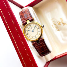 Load image into Gallery viewer, Ladies&#39; Vintage Cartier Must Vendome Vermeil Quartz Watch - Gold-Plated Silver 925 with Beige Dial - With Original Box and Booklet
