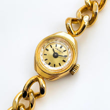 Load image into Gallery viewer, Vintage Gold-Plated Ladies&#39; Ferex Mechanical Watch with Chain Bracelet and Faceted Dial
