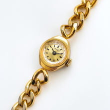 Load image into Gallery viewer, Vintage Gold-Plated Ladies&#39; Ferex Mechanical Watch with Chain Bracelet and Faceted Dial
