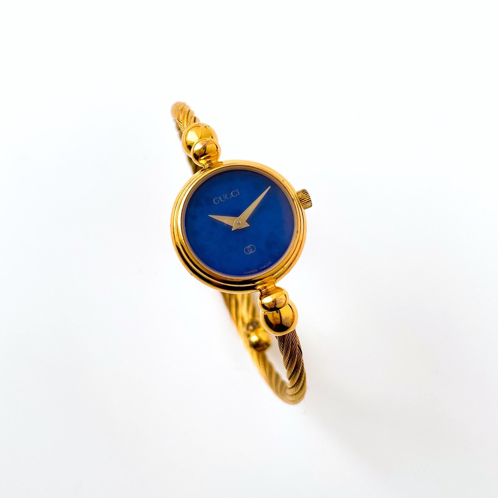 Gucci 2047L - Gold-Plated Ladies' Bangle Watch with Blue Dial