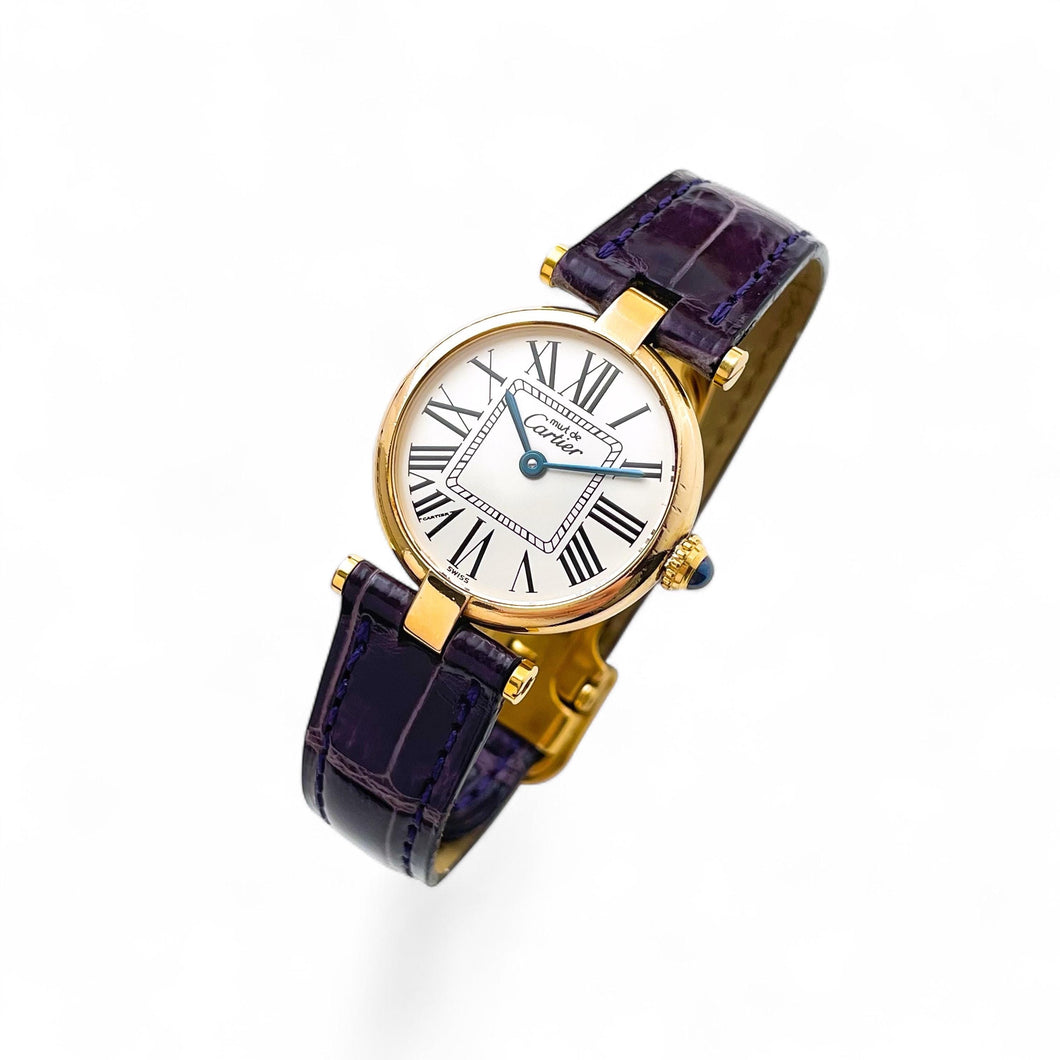 Ladies' Vintage Cartier Must Vendome Vermeil Watch - Quartz Movement - Gold-Plated Silver 925 with Opaline Dial - Boxed