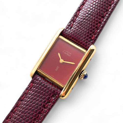 Cartier Must de Tank Vermeil – Burgundy Dial, Mechanical, Boxed
