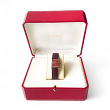 Load image into Gallery viewer, Vintage Ladies&#39; Must de Cartier Tank Vermeil With Dark Red Dial and Burgundy Leather Strap - Mechanical Movement - Boxed
