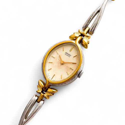Vintage 1990s Two-Tone Ladies' Seiko Quartz Watch With Intricate Bracelet