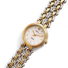 Load image into Gallery viewer, Vintage 90s Two-Tone Seiko Belfina Quartz Watch with Round Dial and Intricate Bracelet
