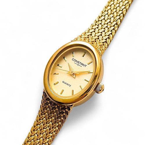 Vintage Ladies' Constant Gold-Plated Quartz Watch with Oval Dial