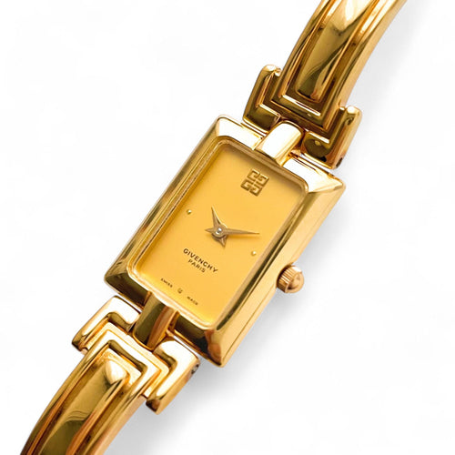 Vintage Gold-Plated Ladies' Givenchy 'Millesime' Bangle Quartz Watch with Rectangular Dial