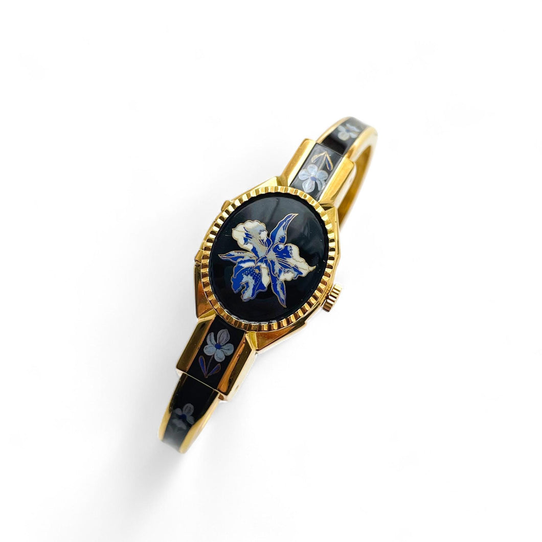 人気カラーの Quartz Mouche André Watch Concealed Enamel, Blue & Black – 時計