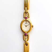 Load image into Gallery viewer, Very Rare 90s Gold-Plated Seiko Jewellery Quartz Watch with Tiny Dial, Thin Bracelet and 2 Rubies
