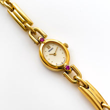 Load image into Gallery viewer, Very Rare 90s Gold-Plated Seiko Jewellery Quartz Watch with Tiny Dial, Thin Bracelet and 2 Rubies
