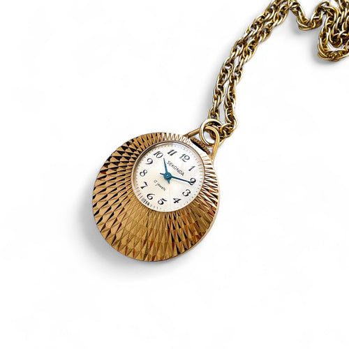 Vintage 60s Ladies' Sekonda Pendant Watch with Mechanical Movement and Chain