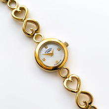 Load image into Gallery viewer, Vintage Ladies&#39; Rotary Quartz Watch With Gold-Plated Bracelet, Mother of Pearl Dial and Heart Shaped Pattern
