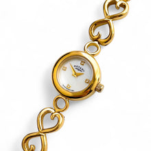 Load image into Gallery viewer, Vintage Ladies&#39; Rotary Quartz Watch With Gold-Plated Bracelet, Mother of Pearl Dial and Heart Shaped Pattern
