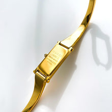 Load image into Gallery viewer, Vintage 1990s Ladies&#39; Gold-Plated Gucci 1500L Bangle Quartz Watch with Rectangular Mother of Pearl Dial - Boxed
