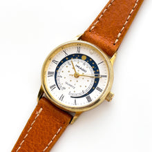 Load image into Gallery viewer, Vintage 90s Ladies&#39; Imado Sun &amp; Moon Phase Quartz Watch with Brown Leather Strap
