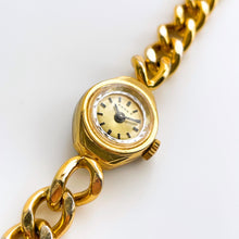 Load image into Gallery viewer, Vintage Gold-Plated Ladies&#39; Ferex Mechanical Watch with Chain Bracelet and Faceted Dial
