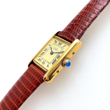 Load image into Gallery viewer, Vintage Ladies&#39; Must de Cartier Tank Vermeil With Cream Dial and Leather Strap - Quartz Movement
