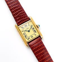 Load image into Gallery viewer, Vintage Ladies&#39; Must de Cartier Tank Vermeil With Cream Dial and Leather Strap - Quartz Movement
