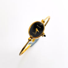 Load image into Gallery viewer, Vintage Gold-Plated Ladies&#39; Accurist Mechanical Watch with bangle Bracelet and Black Oval Dial
