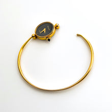 Load image into Gallery viewer, Vintage Gold-Plated Ladies&#39; Accurist Mechanical Watch with bangle Bracelet and Black Oval Dial
