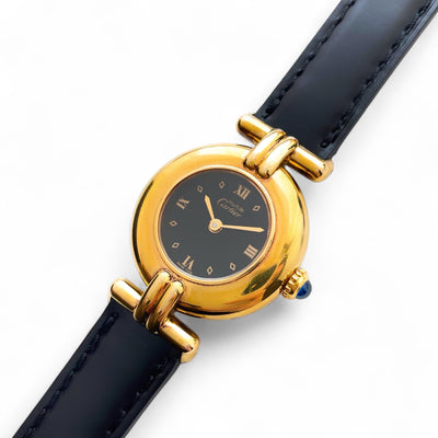 Vintage Cartier Must Colisée Vermeil - Gold-Plated Silver - Black Dial