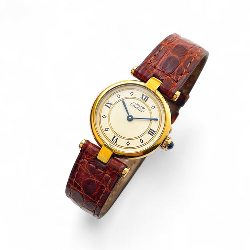 Ladies' Vintage Cartier Must Vendome Vermeil Quartz Watch - Gold-Plated Silver 925 with Beige Dial - With Original Box and Booklet