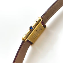 Load image into Gallery viewer, Vintage Ladies&#39; Must de Cartier Tank Vermeil With Dark Red Dial and Burgundy Leather Strap - Mechanical Movement - Boxed

