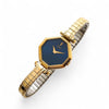 Vintage 1980 Gold-Plated Ladies' Seiko Quartz Watch With Dark Blue Dial and Expanding Bracelet