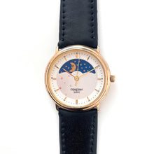 Load image into Gallery viewer, Vintage Unisex Constant Sun &amp; Moon Phase Quartz Watch with Black Leather Strap
